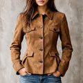 Elke - Women's Faux Suede Tailored Button Jacket 1