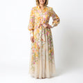 Elke - Women's Floral Bishop Sleeve Maxi Dress