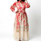 Elke - Women's Floral Bishop Sleeve Maxi Dress