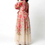 Elke - Women's Floral Bishop Sleeve Maxi Dress