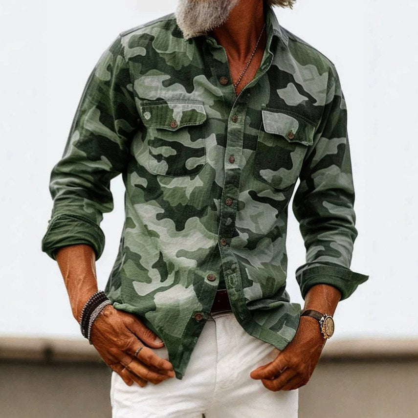 Elvin - Men's Long Sleeve Camo Shirt with Dual Chest Pockets 3