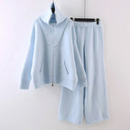Emily - Women's Half-Zip Mock-Neck Sweater & Wide-Leg Knit Pant Set