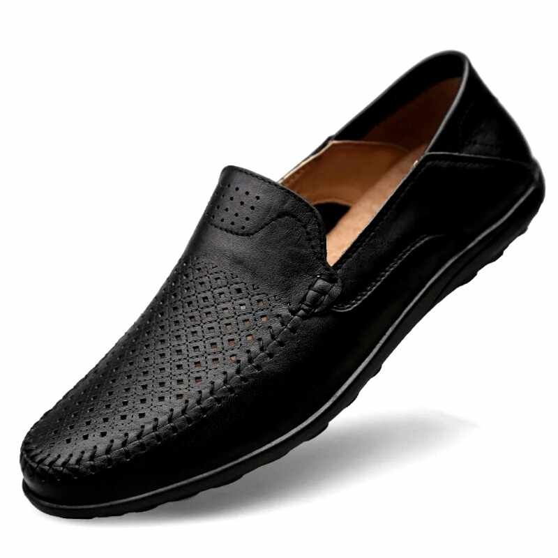 Enzo - Men's Perforated Leather Slip-On Loafers
