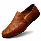 Enzo - Men's Perforated Leather Slip-On Loafers