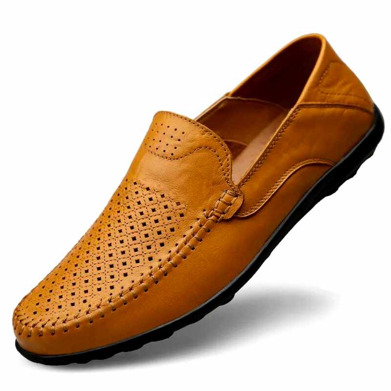 Enzo - Men's Perforated Leather Slip-On Loafers