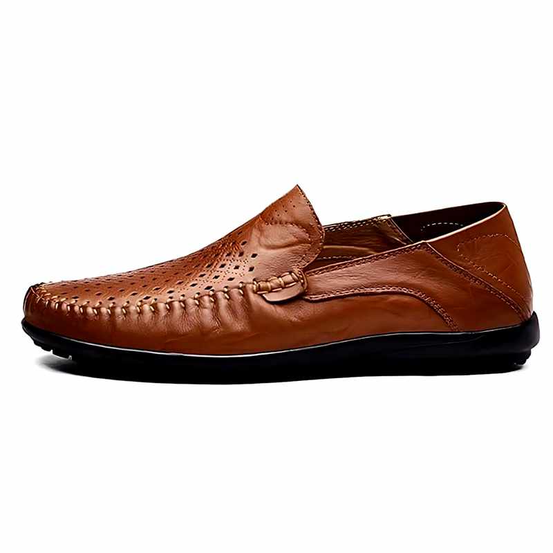 Enzo - Men's Perforated Leather Slip-On Loafers