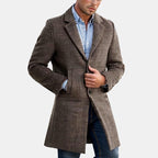 Ethan - Men's Plaid Longline Notch Lapel Overcoat 2