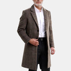 Ethan - Men's Plaid Longline Notch Lapel Overcoat 3