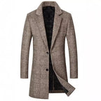 Ethan - Men's Plaid Longline Notch Lapel Overcoat 4