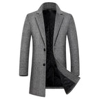 Ethan - Men's Plaid Longline Notch Lapel Overcoat 5