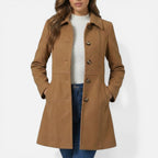 Evelyn - Women's Notch-Collar A-Line Coat