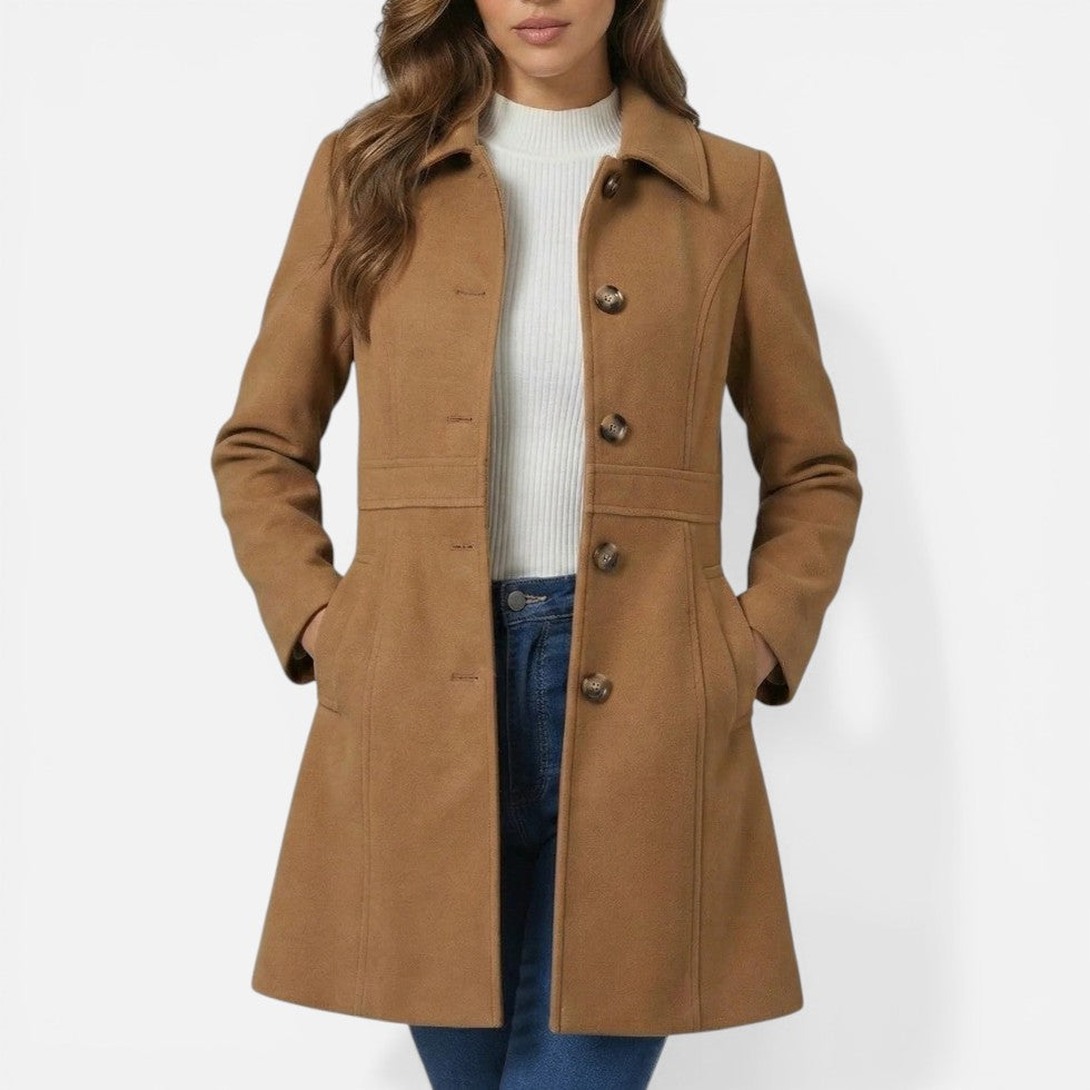 Evelyn - Women's Notch-Collar A-Line Coat