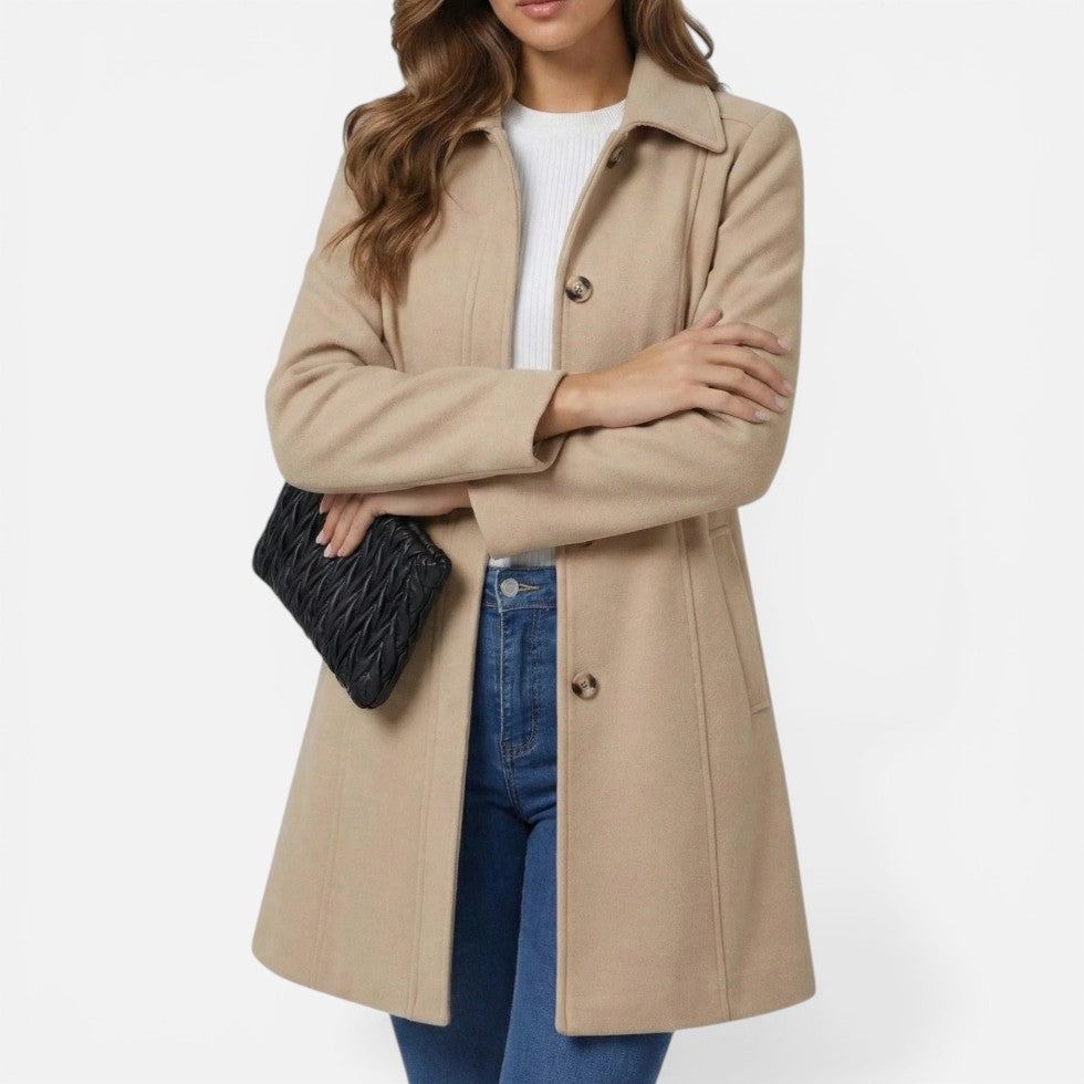 Evelyn - Women's Notch-Collar A-Line Coat