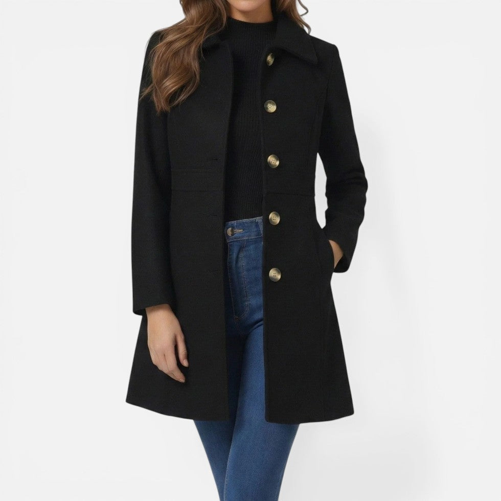 Evelyn - Women's Notch-Collar A-Line Coat