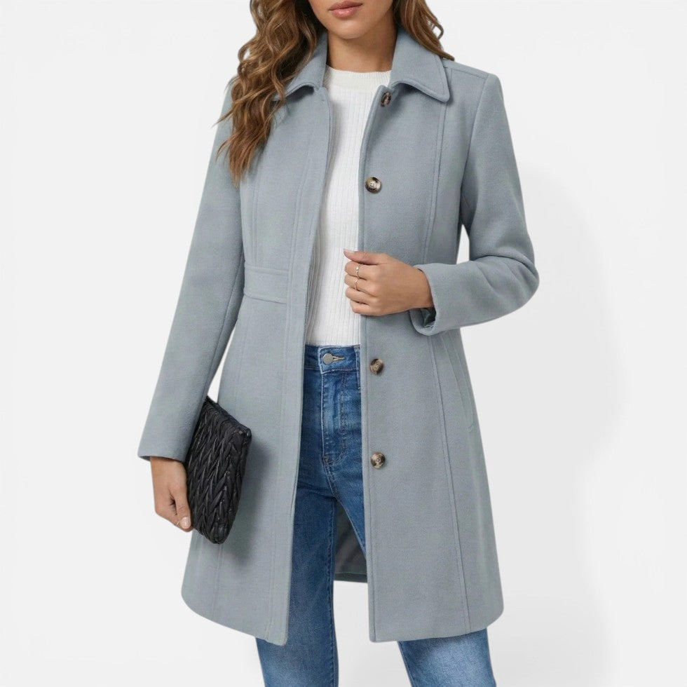 Evelyn - Women's Notch-Collar A-Line Coat