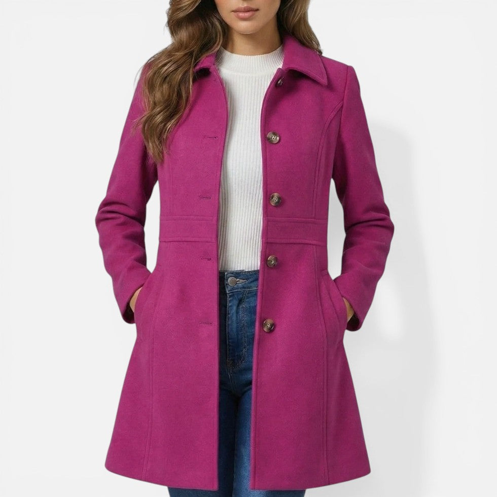 Evelyn - Women's Notch-Collar A-Line Coat