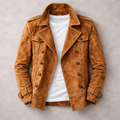 Ezra - Men's Double-Breasted Suede Harrington Jacket