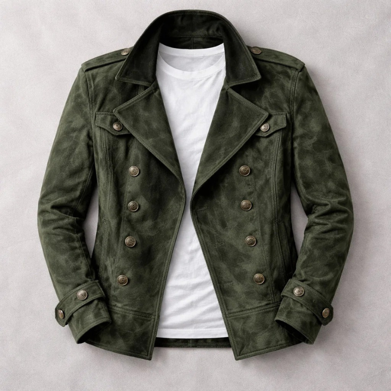 Ezra - Men's Double-Breasted Suede Harrington Jacket