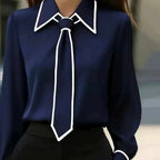 Falicia - Women's Cotton Pointed Collar Neck Tie Blouse 5