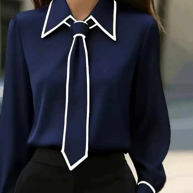 Falicia - Women's Cotton Pointed Collar Neck Tie Blouse 5
