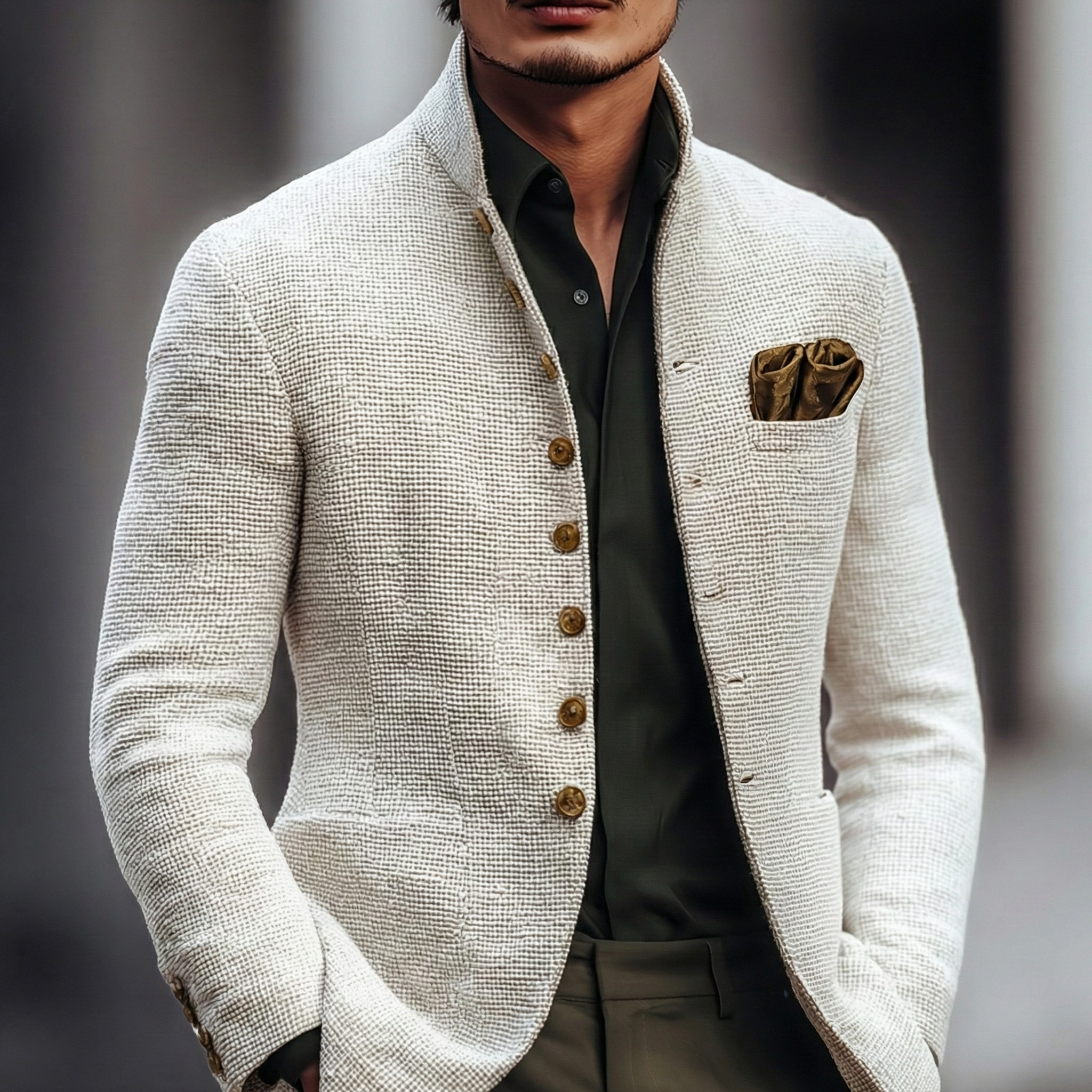 Finnian - Men's Textured Single-Breasted Cardigan