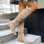 Genevieve - Women's Knee-High Suede Block Heel Boots