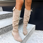 Genevieve - Women's Knee-High Suede Block Heel Boots