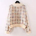 Gia - Women's Multicolor Plaid Mock Neck Sweater 2