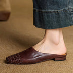 Hadewych - Women's Leather Woven Square Toe Mules