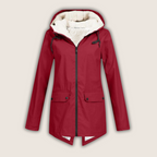 Hailey- Women's Sherpa-Lined Windproof Rain Jacket Parka with Adjustable Hood