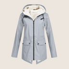 Hailey- Women's Sherpa-Lined Windproof Rain Jacket Parka with Adjustable Hood
