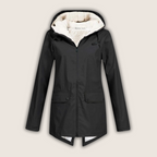 Hailey- Women's Sherpa-Lined Windproof Rain Jacket Parka with Adjustable Hood