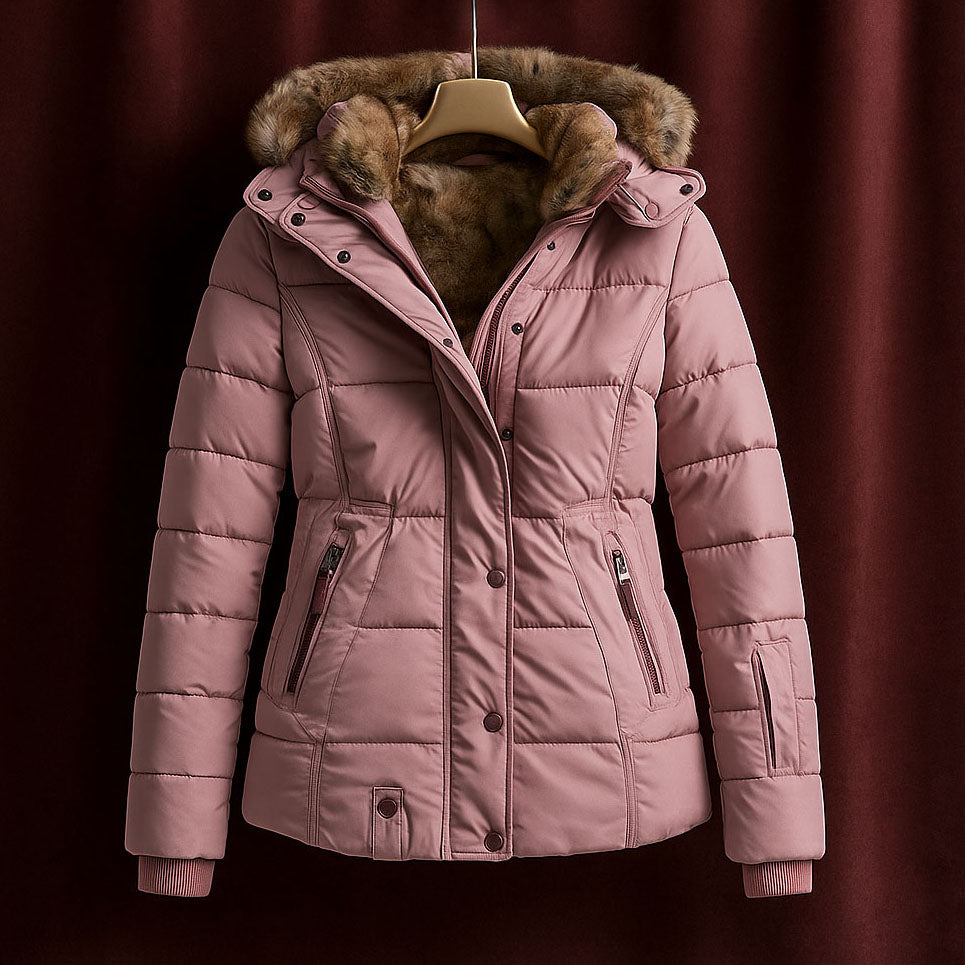 Hannah - Women's Puffer Jacket with Detachable Faux-Fur Hood