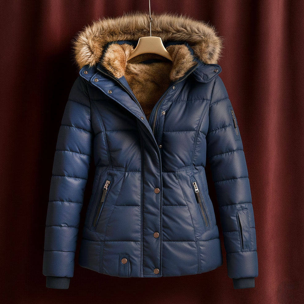 Hannah - Women's Puffer Jacket with Detachable Faux-Fur Hood