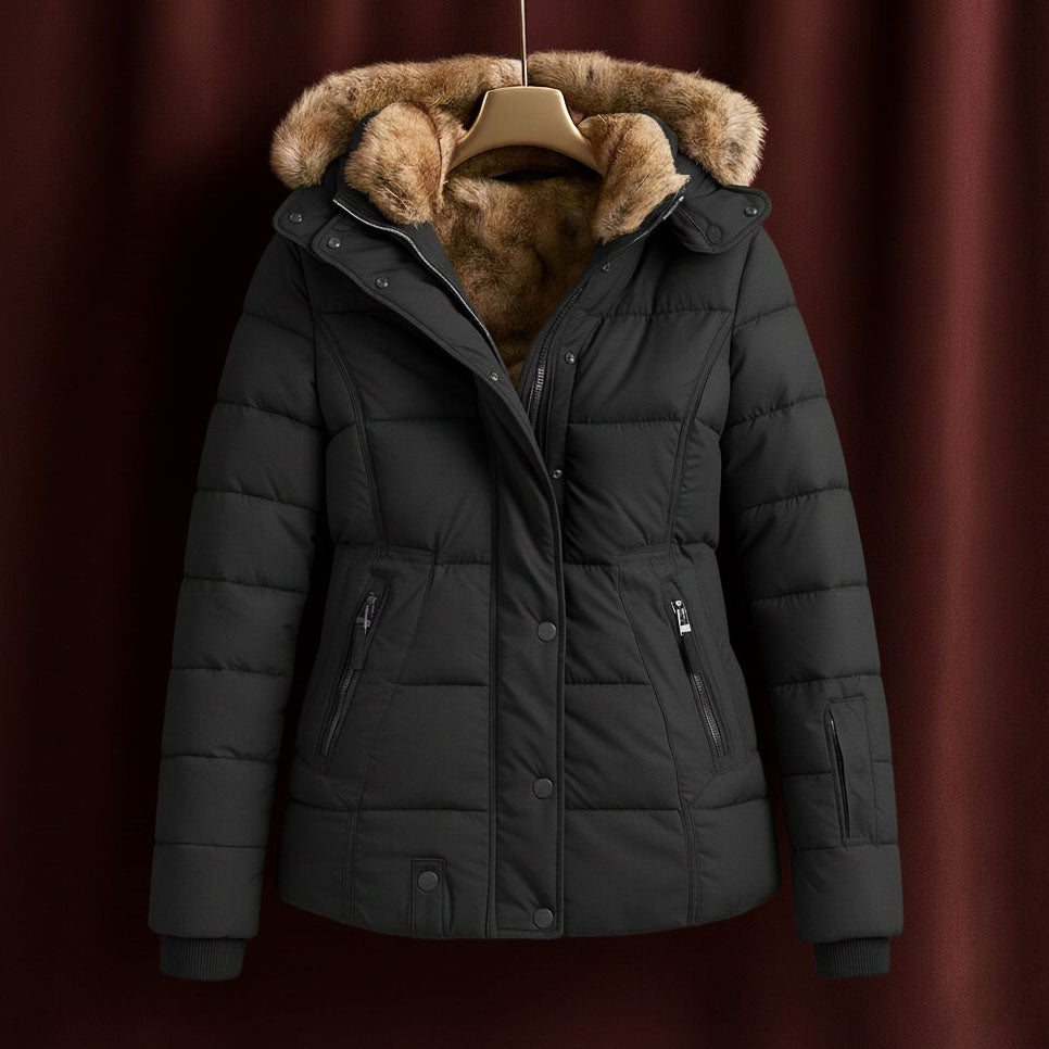 Hannah - Women's Puffer Jacket with Detachable Faux-Fur Hood
