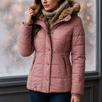 Hannah - Women's Puffer Jacket with Detachable Faux-Fur Hood
