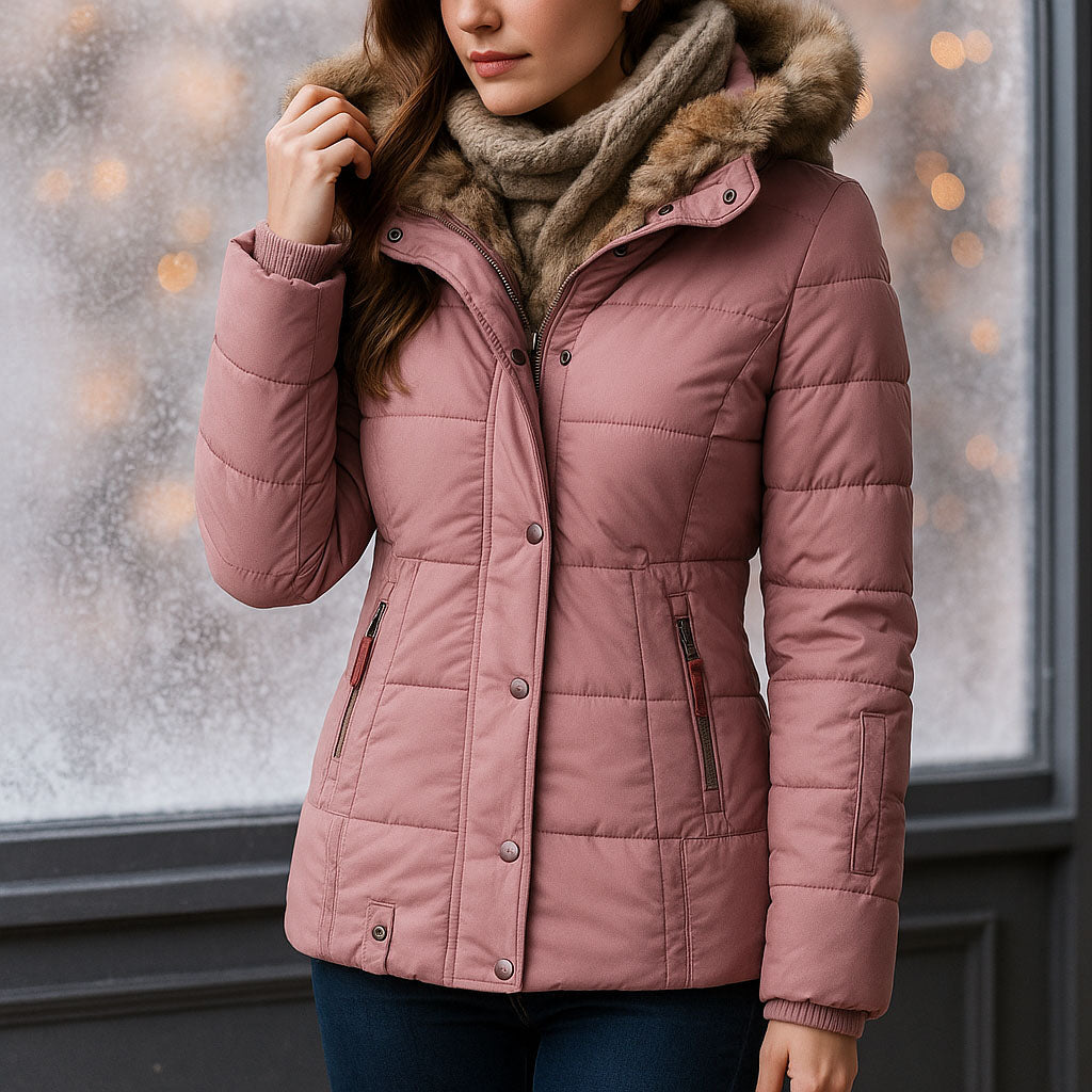 Hannah - Women's Puffer Jacket with Detachable Faux-Fur Hood