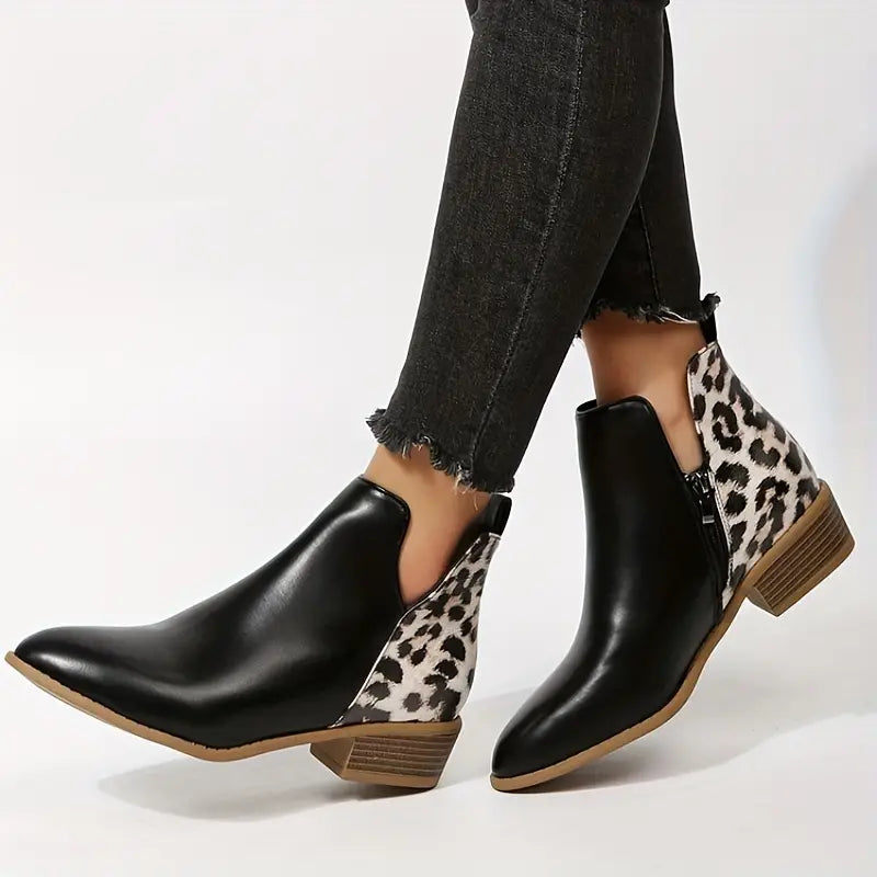 Harlow - Women's Leopard Print Ankle Boots