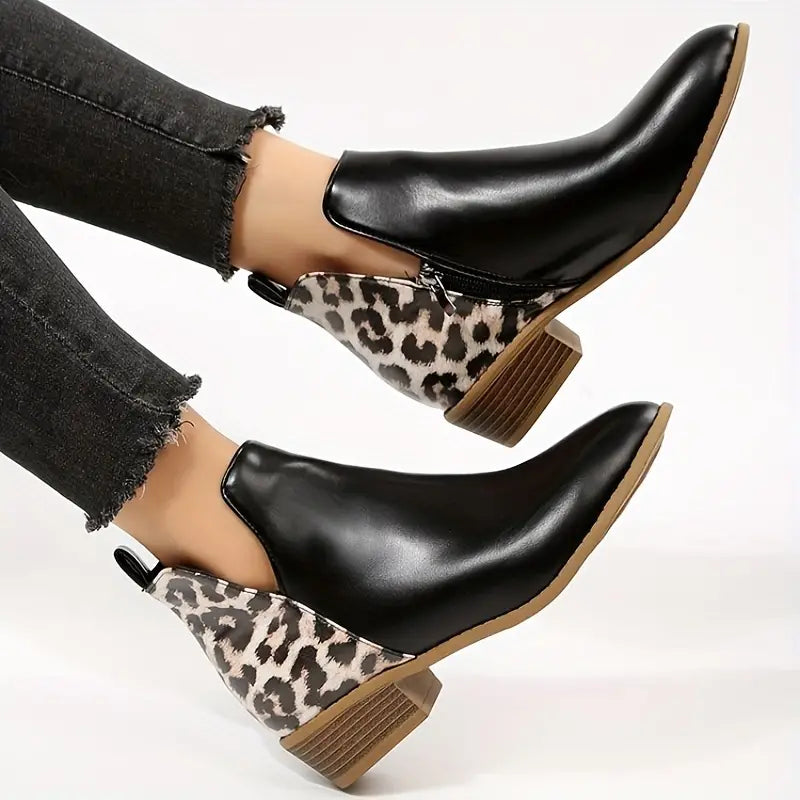 Harlow - Women's Leopard Print Ankle Boots