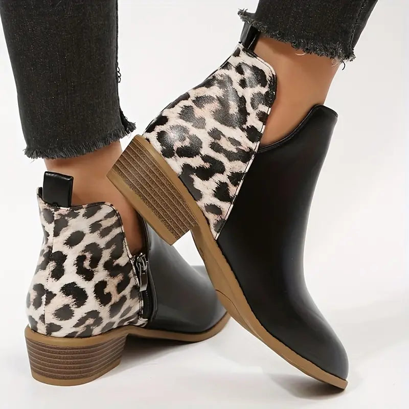 Harlow - Women's Leopard Print Ankle Boots