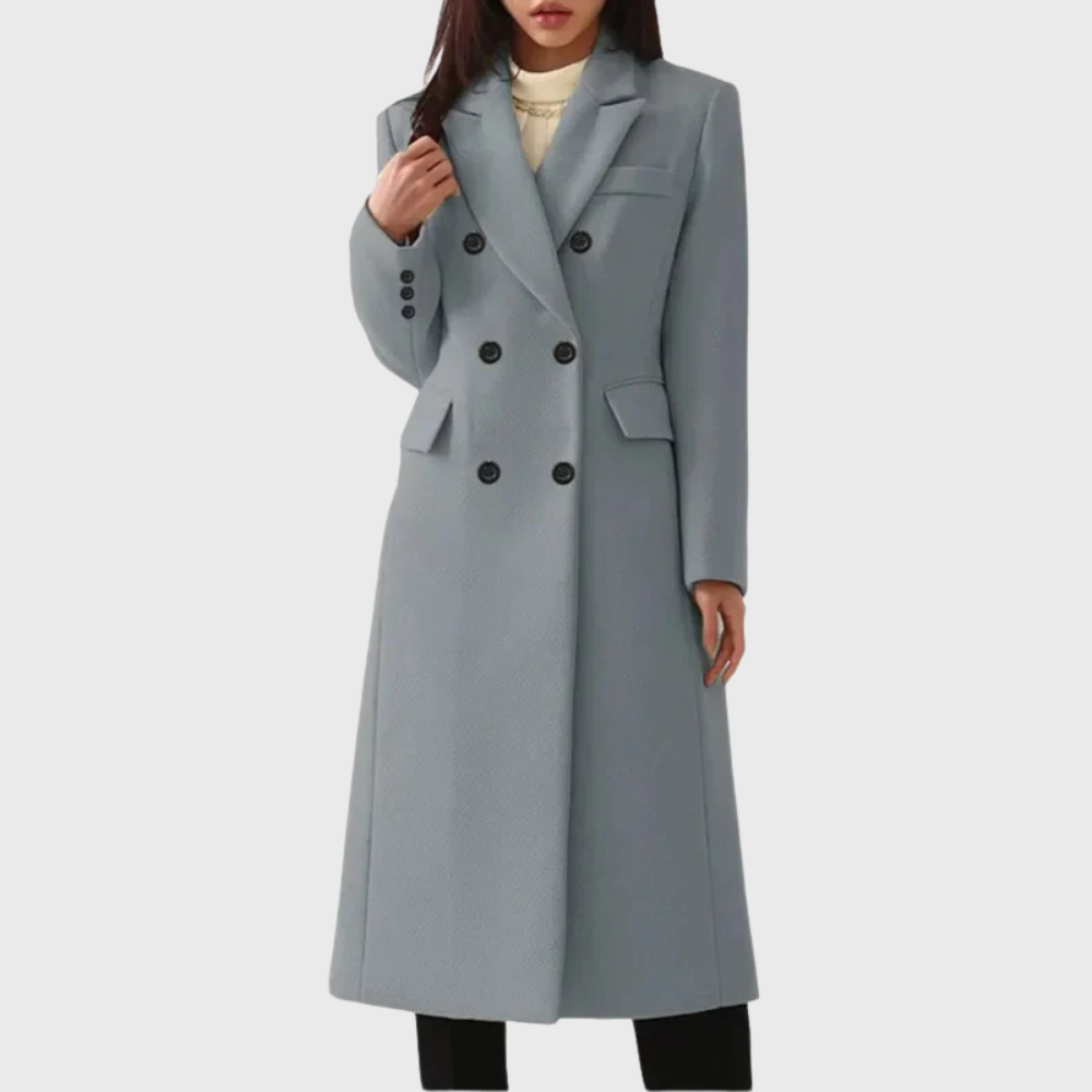 Harper - Women's Double-Breasted A-Line Midi Coat