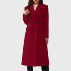 Harper - Women's Double-Breasted A-Line Midi Coat