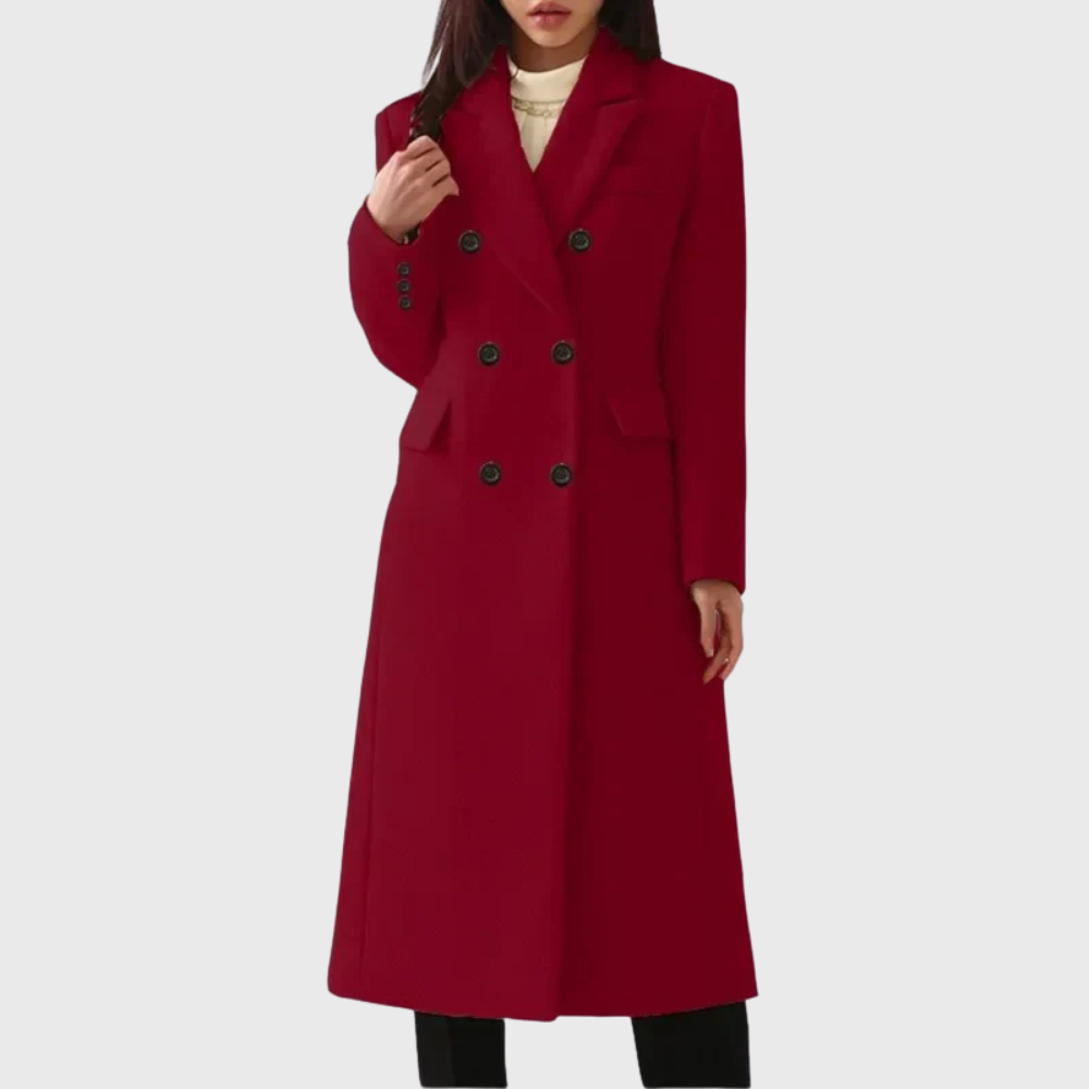 Harper - Women's Double-Breasted A-Line Midi Coat