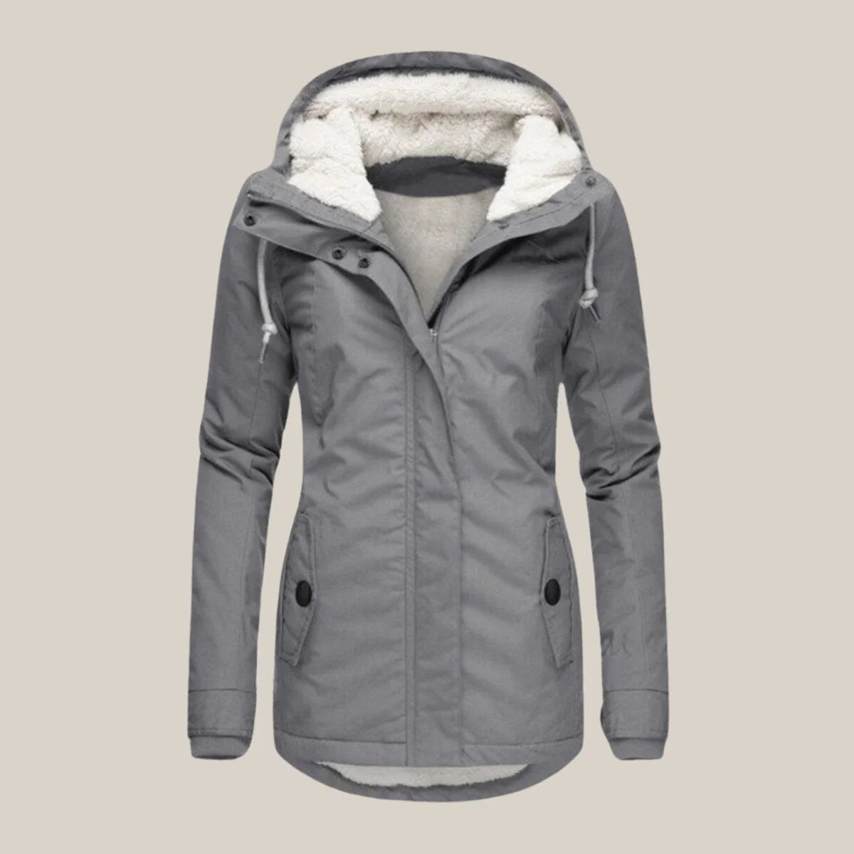 Harper - Women's Zip-Front Puffer Jacket with Sherpa-Lined Hood