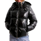 Heather - Women's Glossy Hooded Zip-Up Puffer Jacket 2