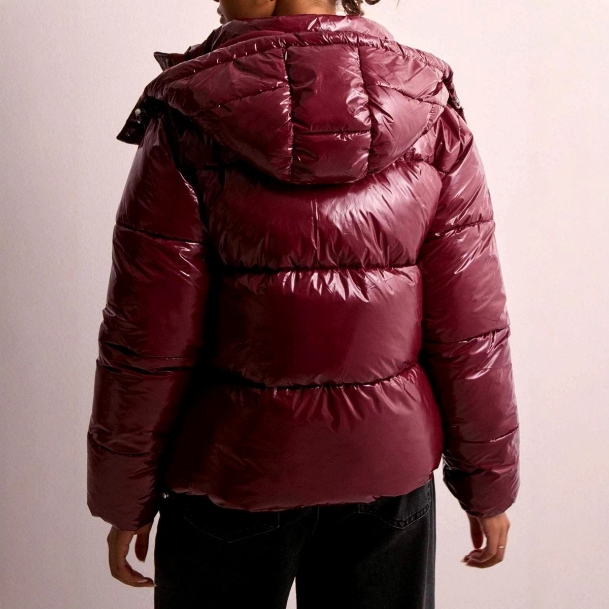 Heather - Women's Glossy Hooded Zip-Up Puffer Jacket 4