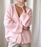 Hester - Women's Fuzzy V-Neck Oversized Knit Cardigan 1
