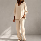 Inara - Women's Ribbed V-Neck Matching Set 1
