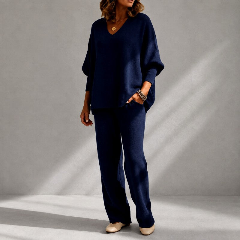 Inara - Women's Ribbed V-Neck Matching Set 4
