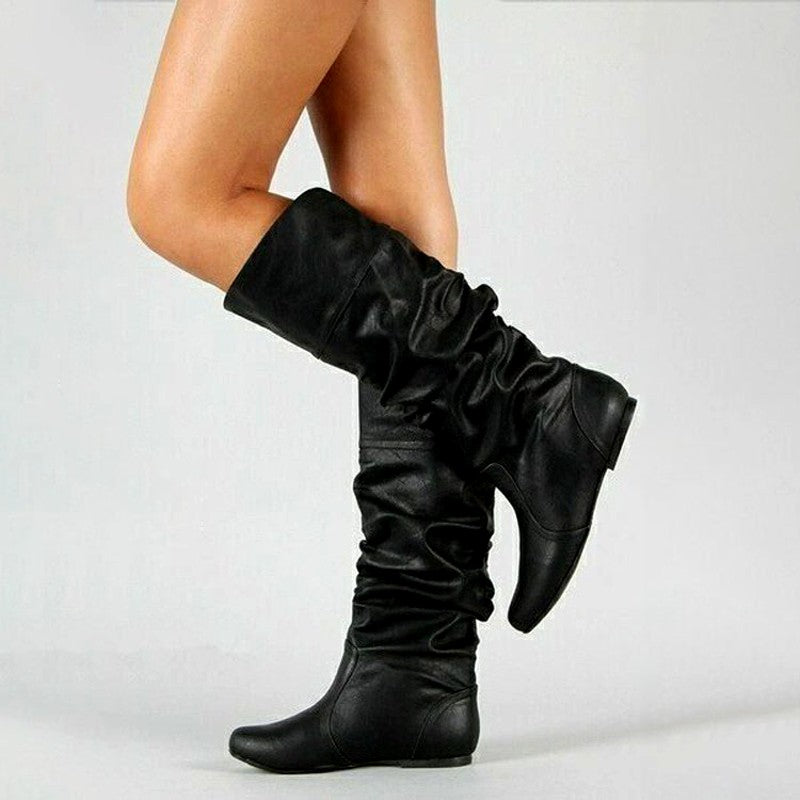 Inga - Women's Slouchy Knee-High Flat Boots 2